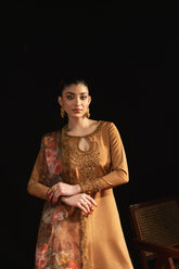 Maria Osama Khan - Zeba-e-Jashan - golden - ORGANZA & Grip Silk - 3 Piece